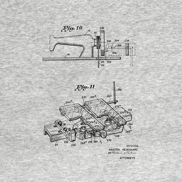 Driving Arrangements for Sewing Machine Vintage Patent Hand Drawing by TheYoungDesigns